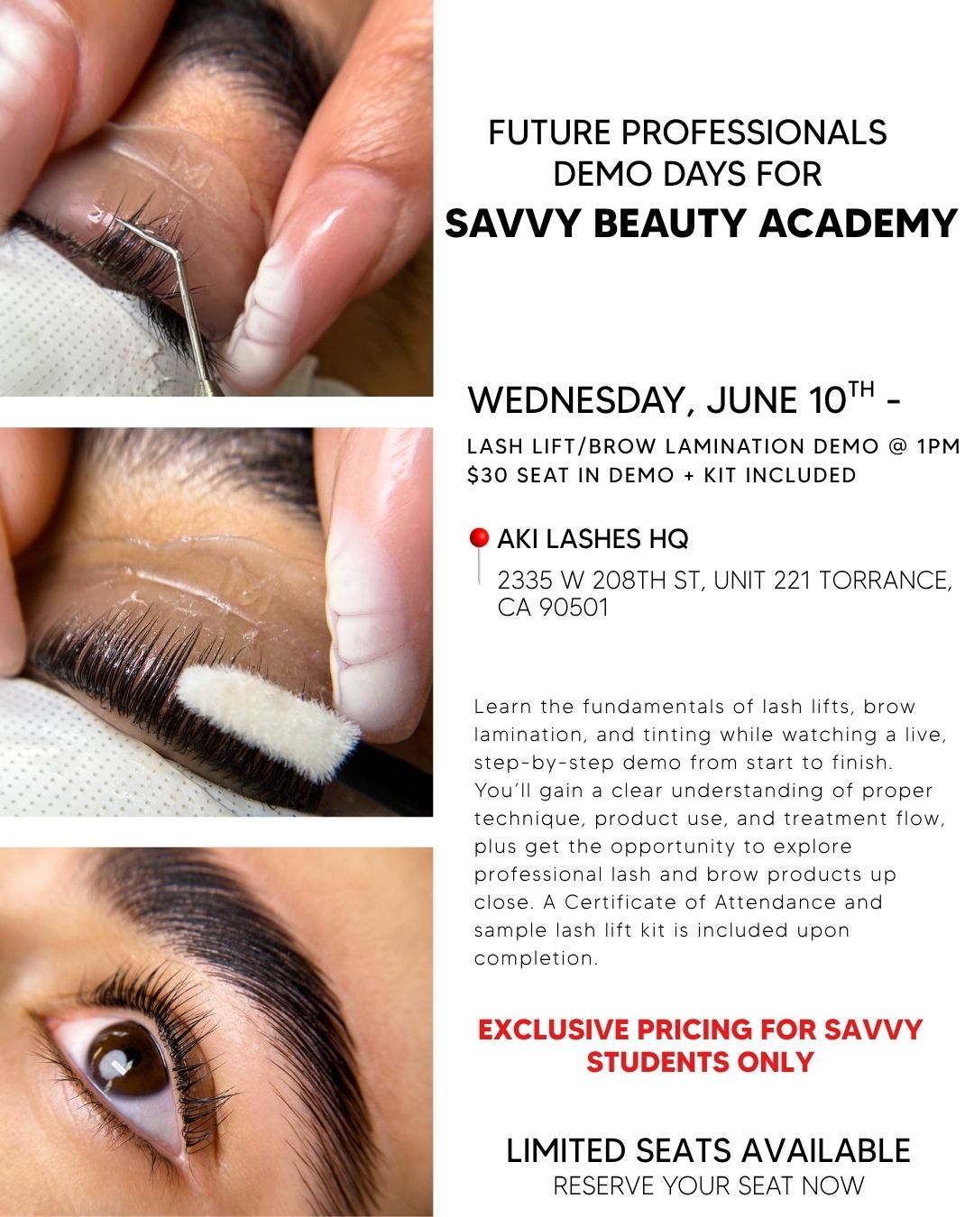 Lash Lift/Brow Lamination Exclusive - Savvy Beauty Academy - Aki Lashes