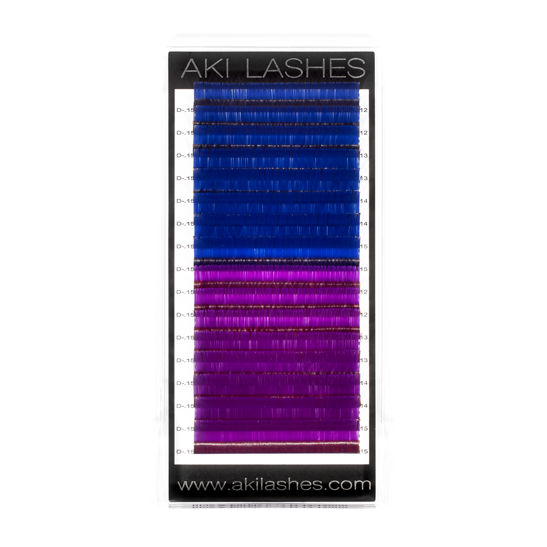 Blue and Purple Colored Lashes - Classic 0.15 Diameter Mixed - Aki Lashes