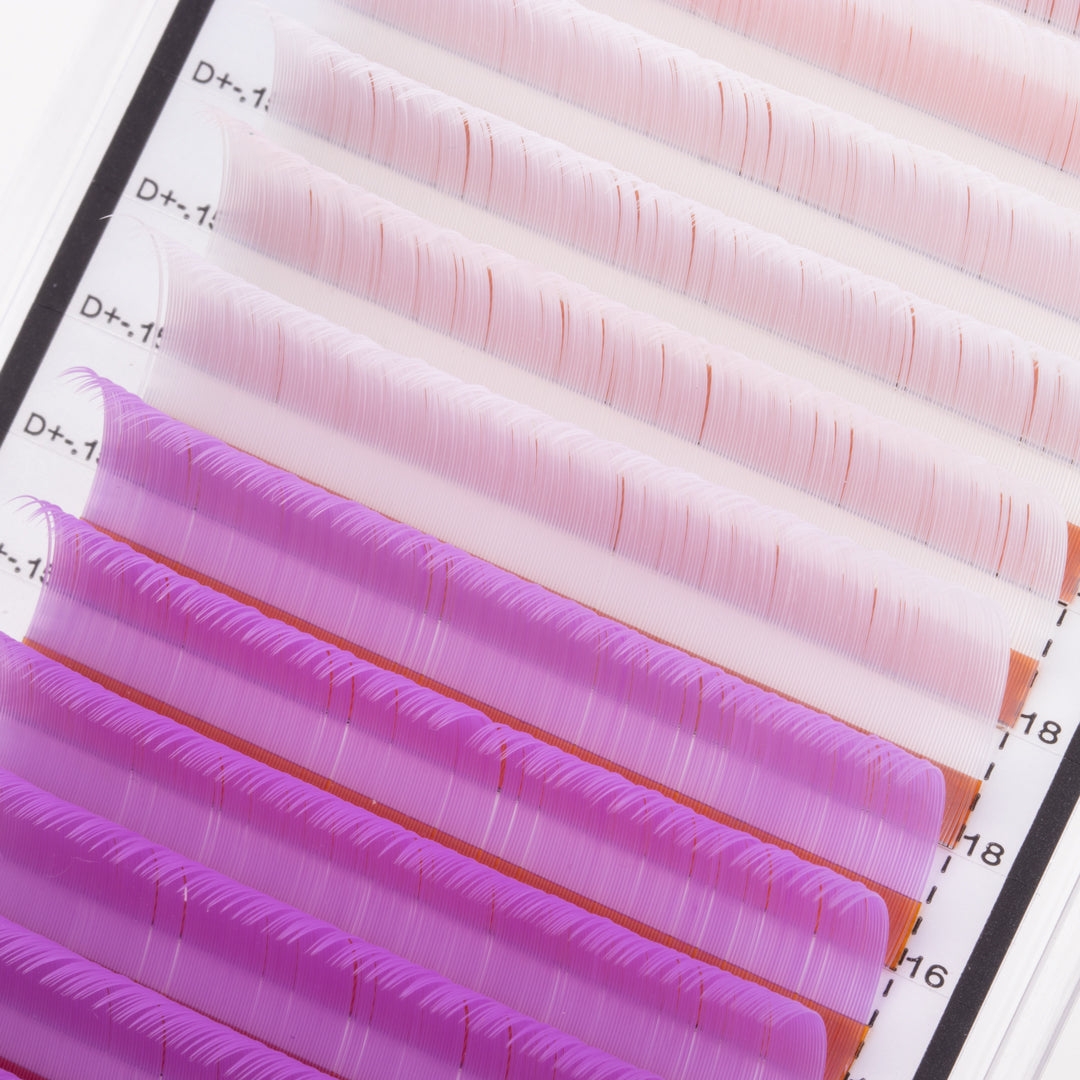 White and Lilac Colored Lashes - Classic 0.15 Diameter Mixed - Aki Lashes