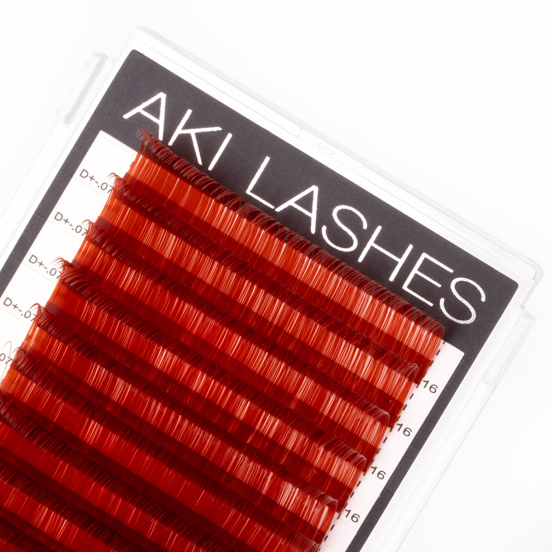 Burgundy Colored Lashes - Classic 0.07 Diameter Mixed - Aki Lashes