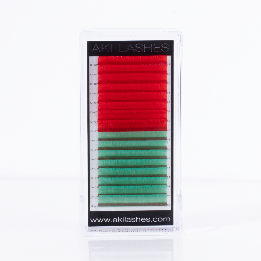 Red and Green Colored Lashes - Volume .07 Smart Russian