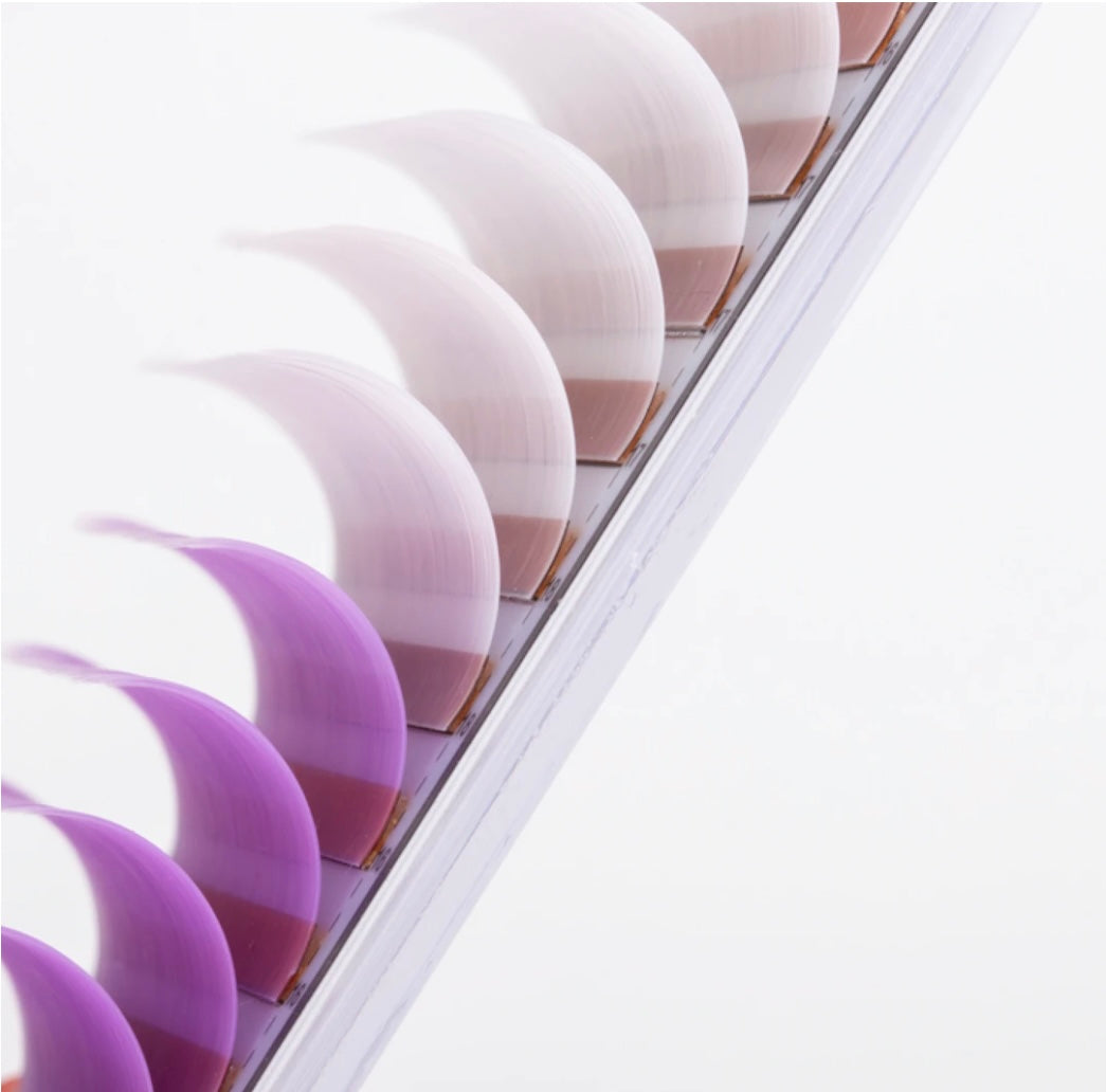 White and Lilac Colored Lashes - Volume 0.07 Smart Russian - Aki Lashes