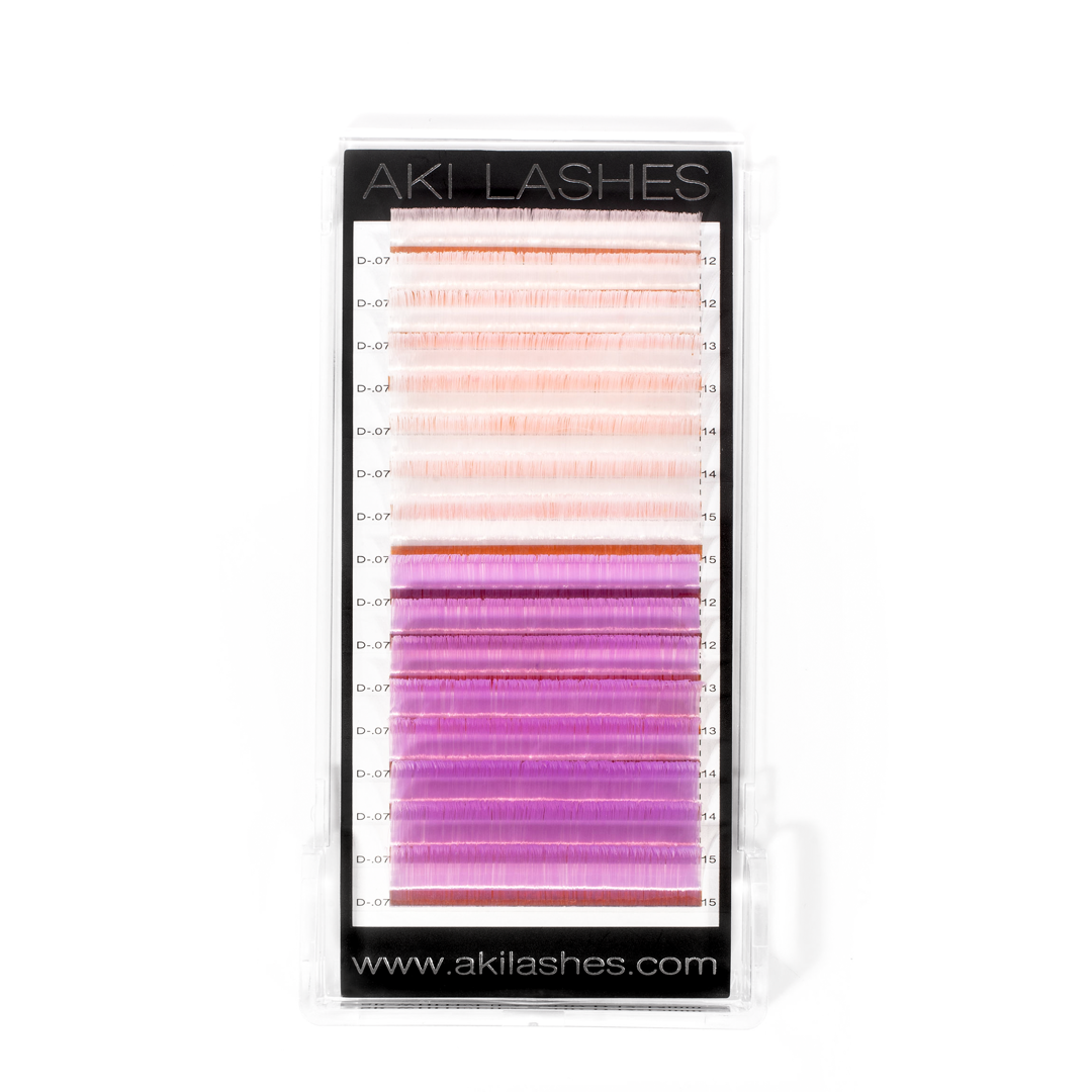White and Lilac Colored Lashes - Volume 0.07 Smart Russian - Aki Lashes
