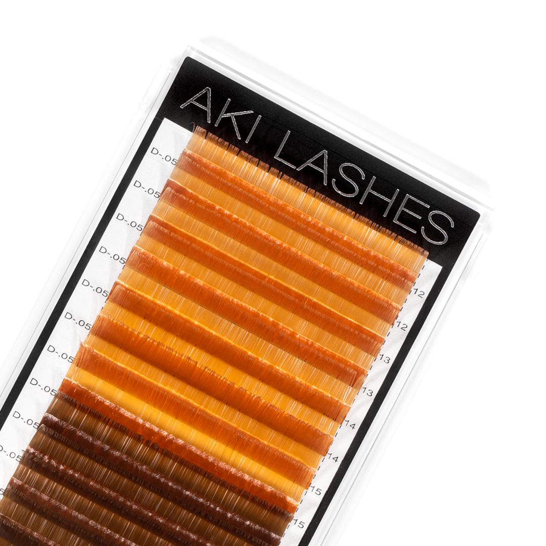 Light and Dark Brown Colored Lashes - Volume 0.07 Diameter Mixed - Aki Lashes