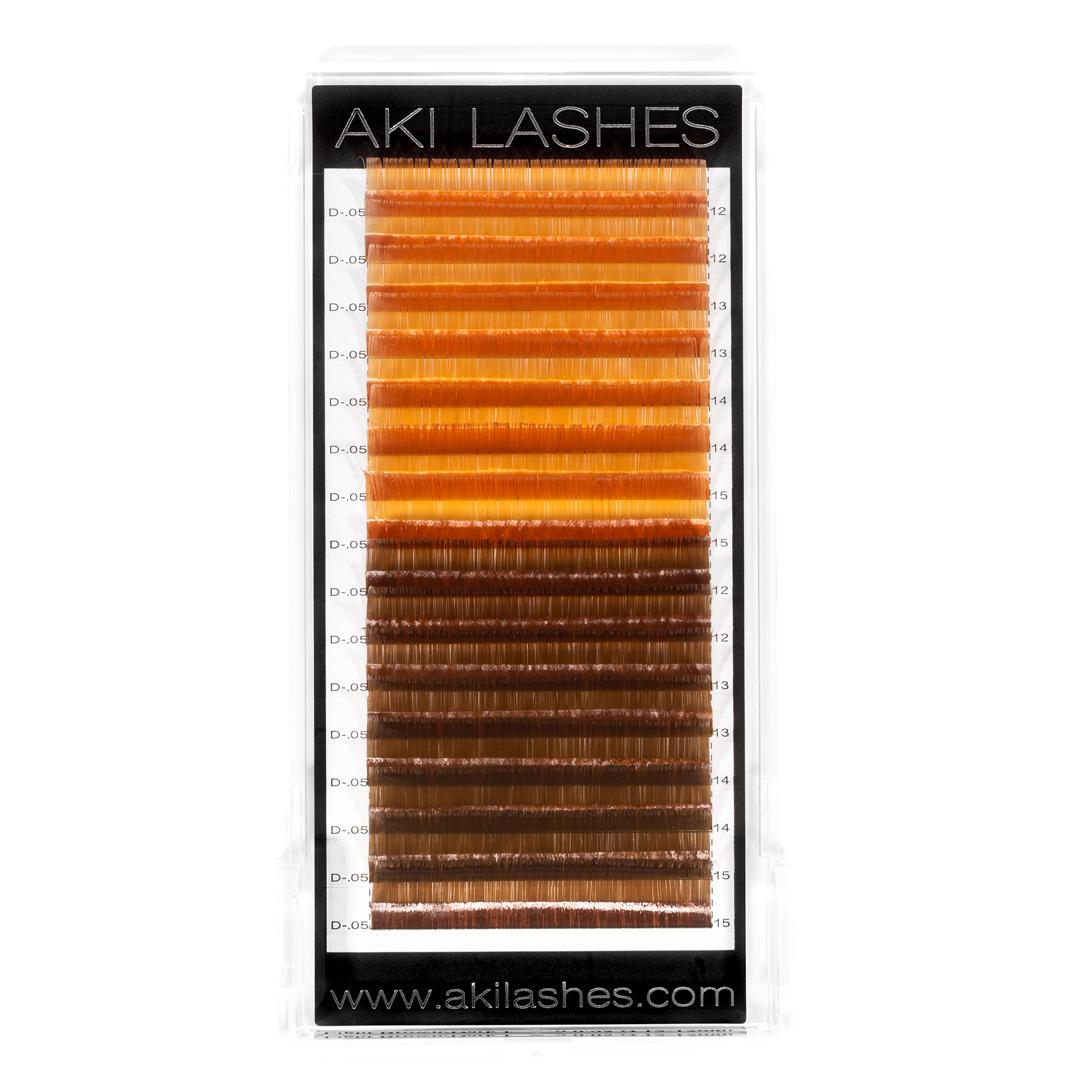 Light and Dark Brown Colored Lashes - Volume 0.07 Diameter Mixed - Aki Lashes