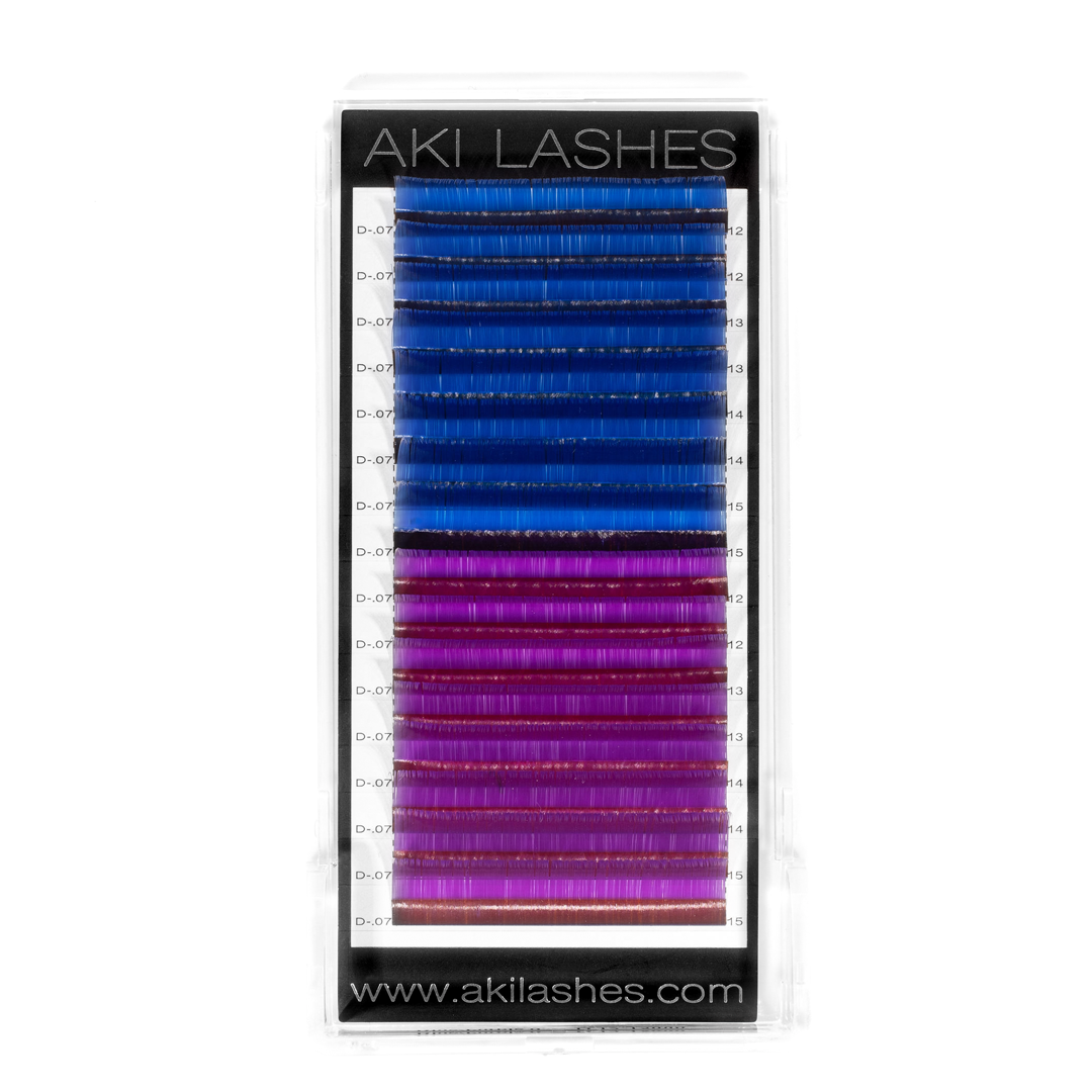 Blue and Purple Colored Lashes - Volume 0.07 Diameter Mixed - Aki Lashes