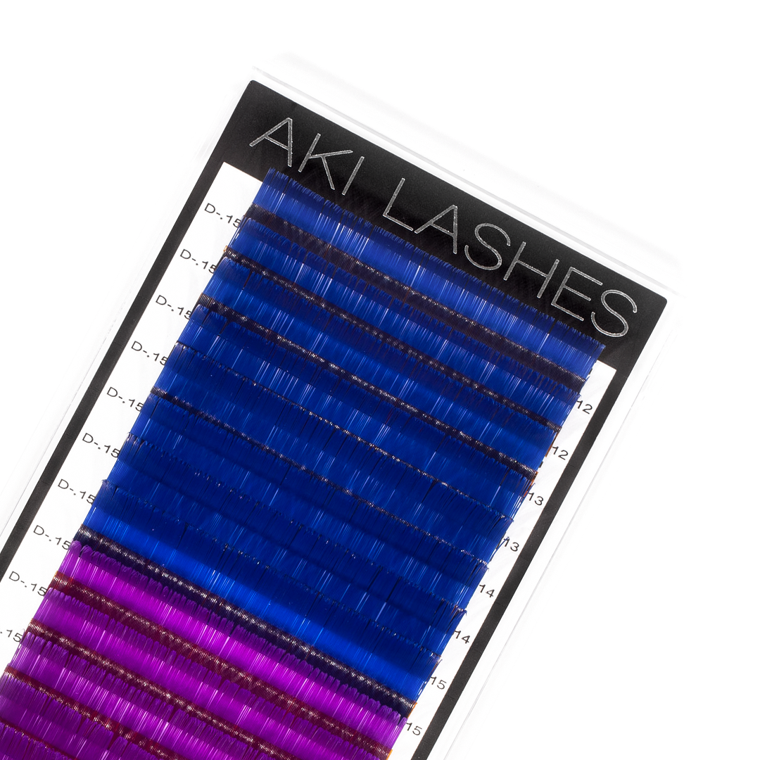 Blue and Purple Colored Lashes - Classic 0.15 Diameter Mixed - Aki Lashes