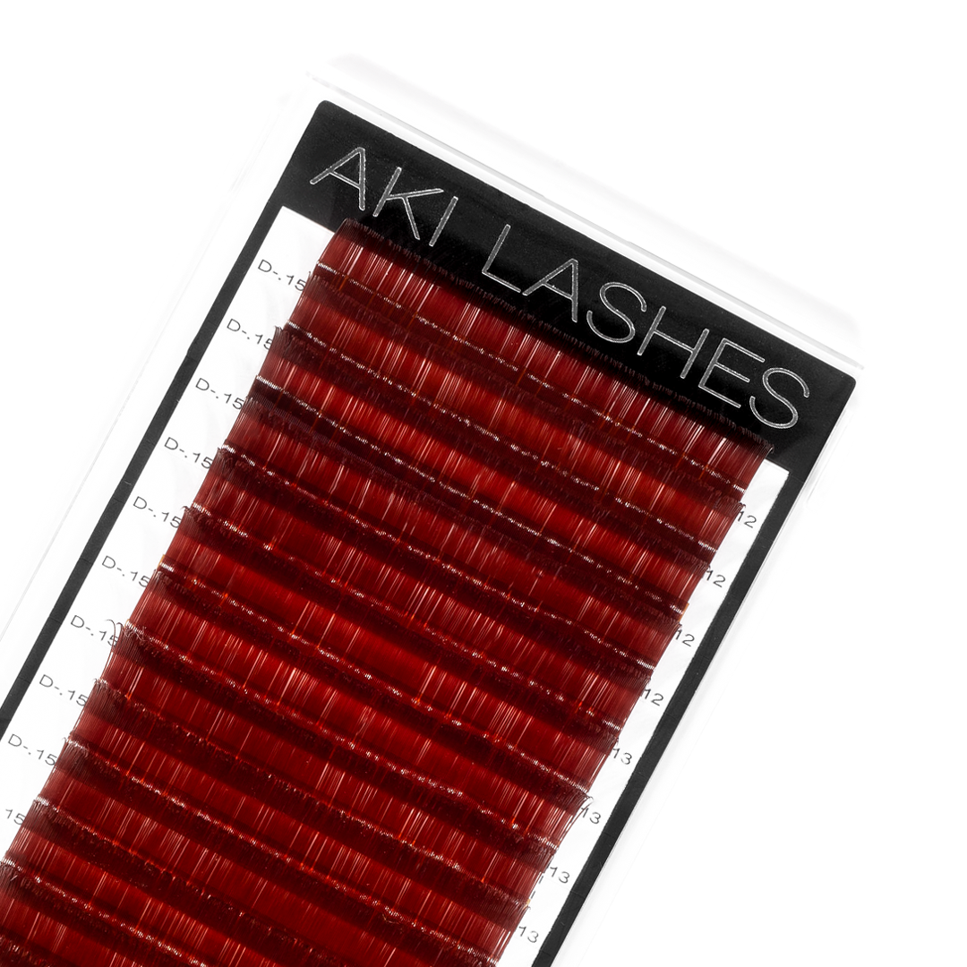 Burgundy Colored Lashes - Classic 0.15 Diameter Mixed - Aki Lashes