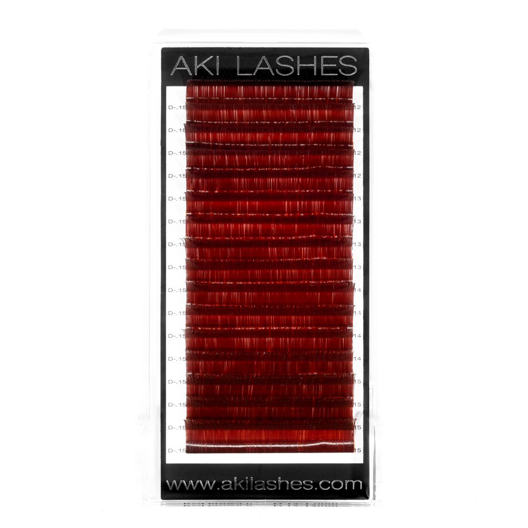 Burgundy Colored Lashes - Classic 0.15 Diameter Mixed - Aki Lashes