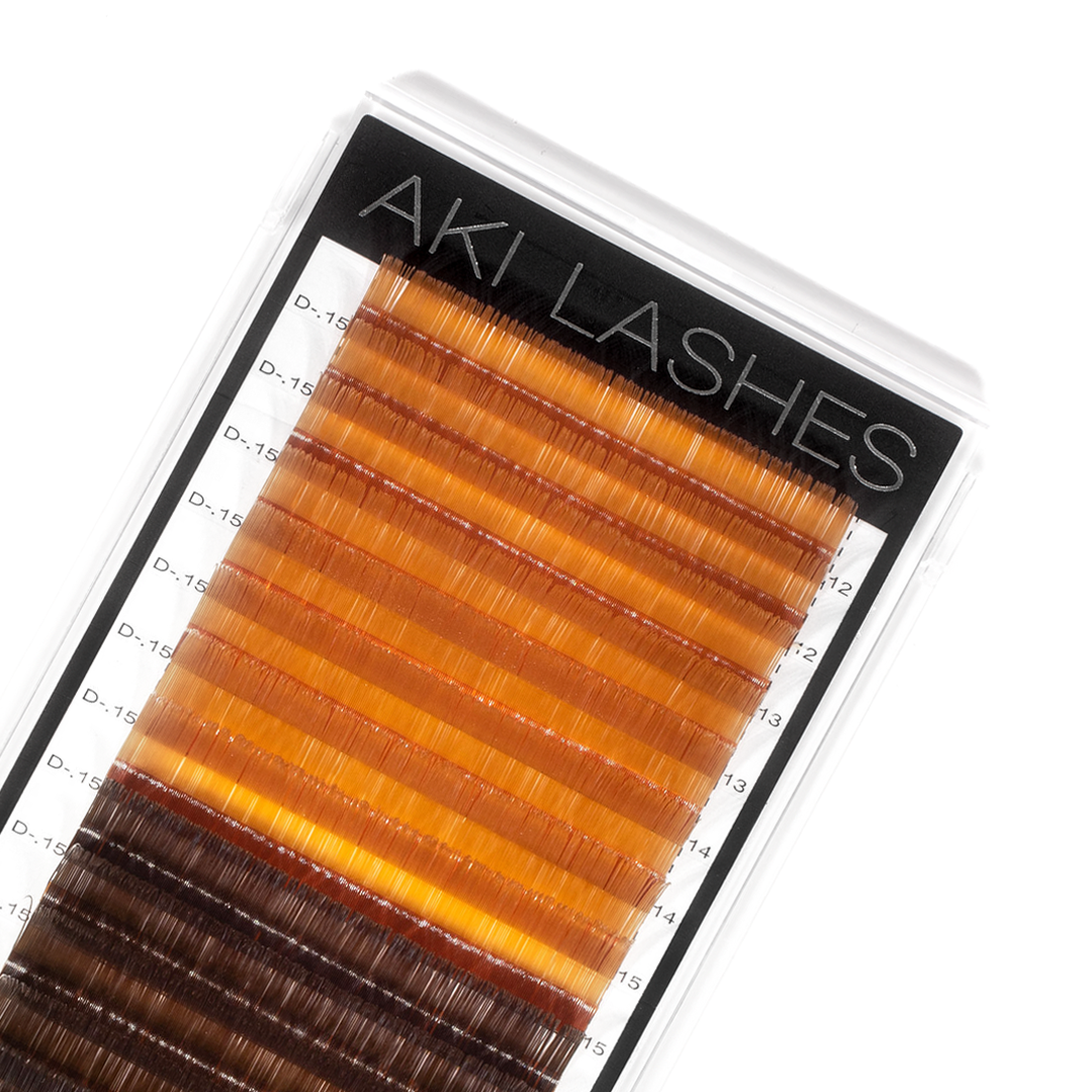 Light and Dark Brown Colored Lashes - Classic 0.15 Diameter Mixed - Aki Lashes