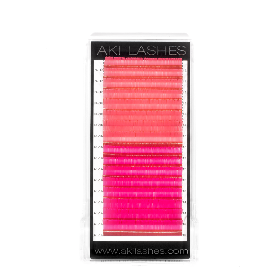 Pink and Hot Pink Colored Lashes - Classic 0.15 Diameter Mixed - Aki Lashes