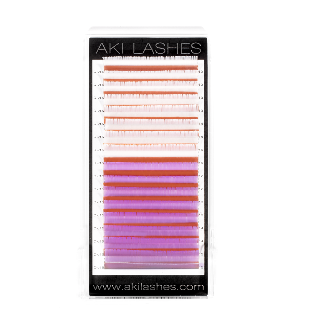 White and Lilac Colored Lashes - Classic 0.15 Diameter Mixed - Aki Lashes