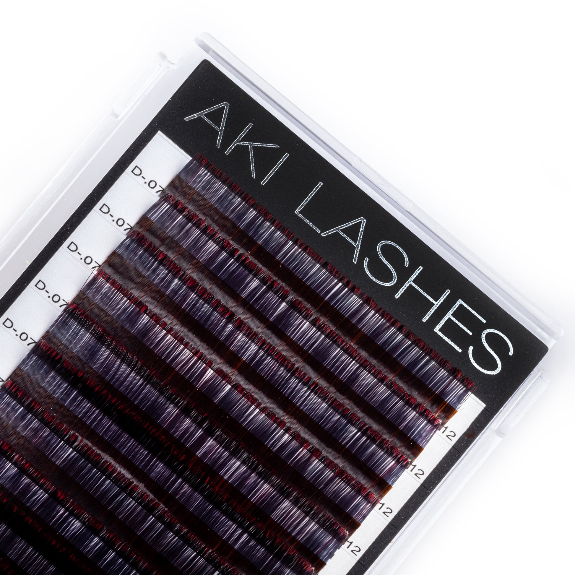 Two Toned Red Colored Lashes - Volume 0.07 Diameter Mixed - Aki Lashes
