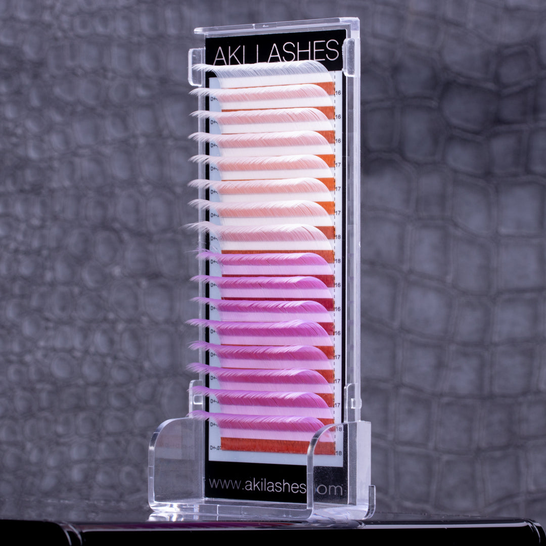 White and Lilac Colored Lashes - Volume 0.07 Diameter Mixed - Aki Lashes
