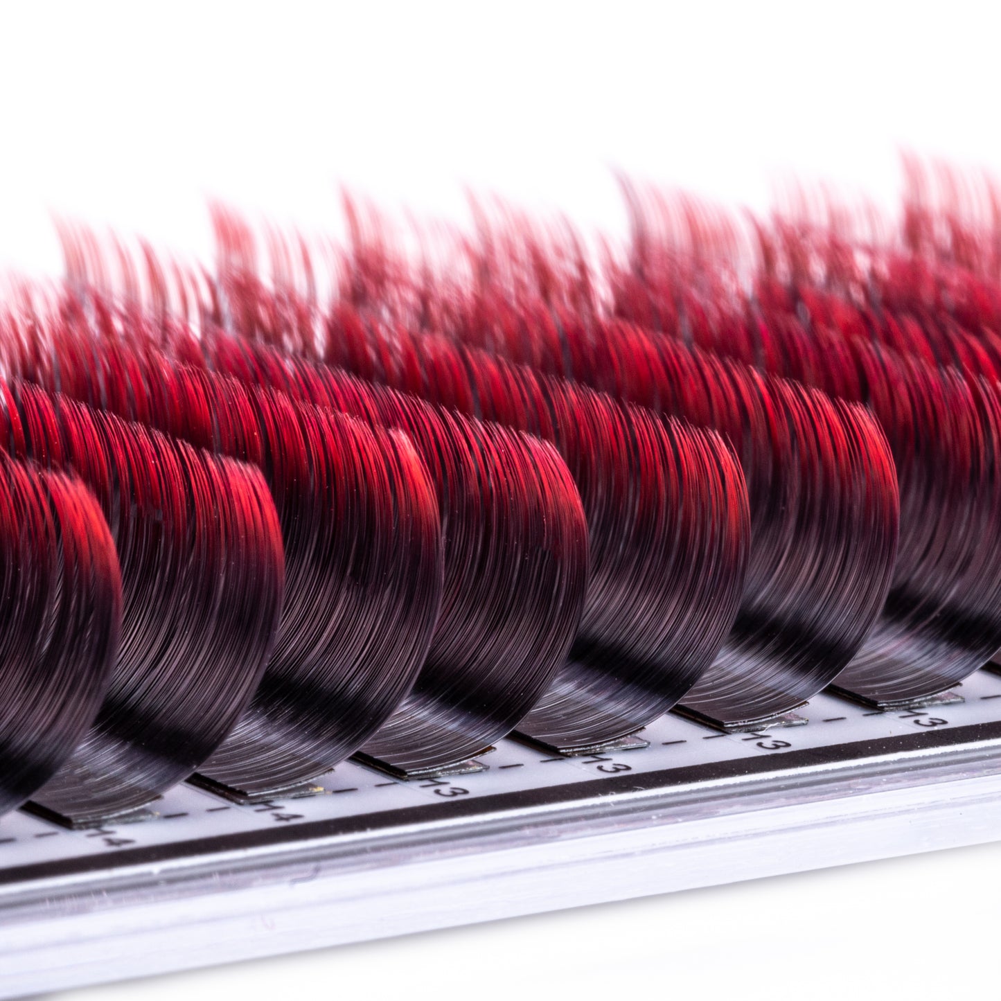 Two Toned Red Colored Lashes - Volume 0.07 Diameter Mixed - Aki Lashes