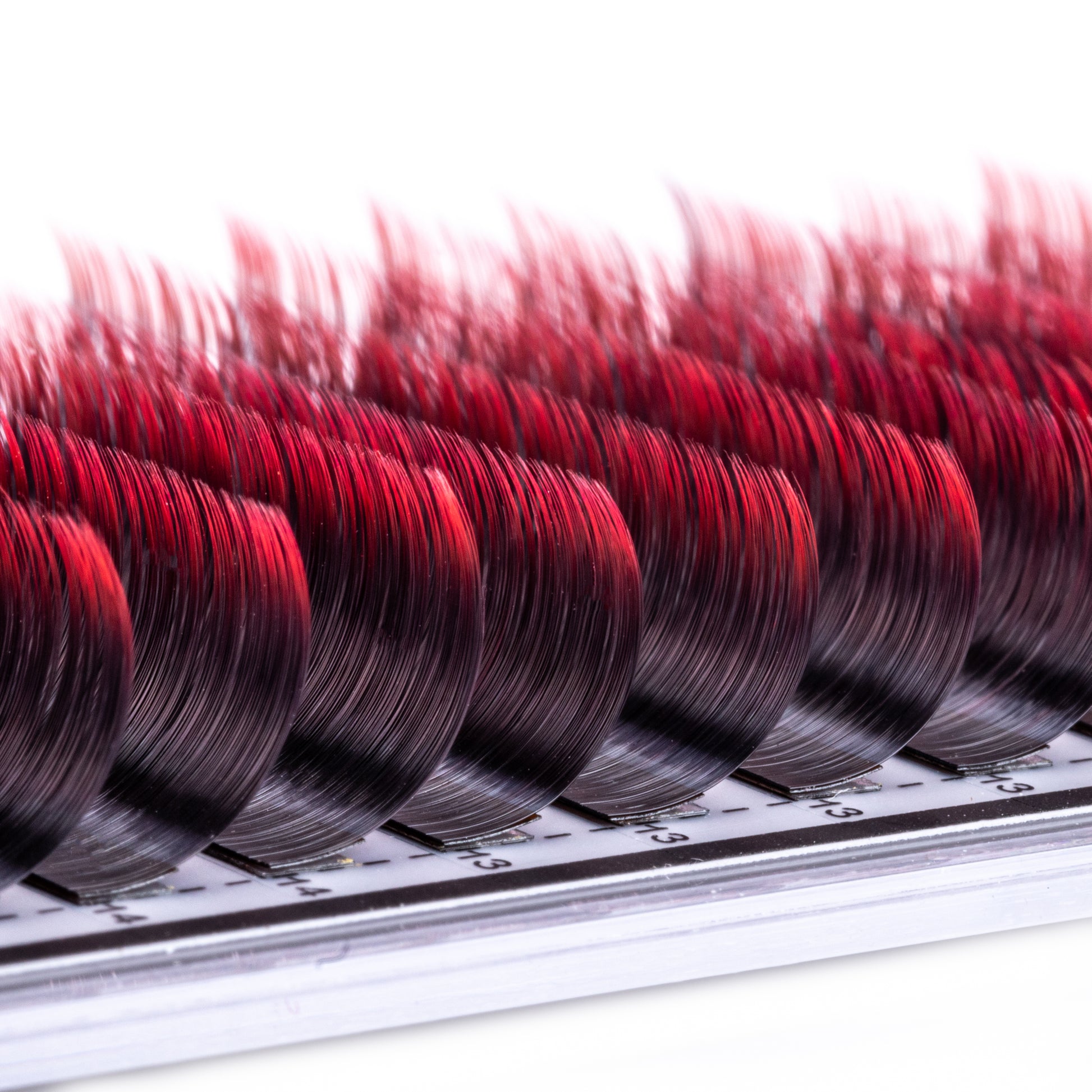 Two Toned Red Colored Lashes - Volume 0.07 Diameter Mixed - Aki Lashes