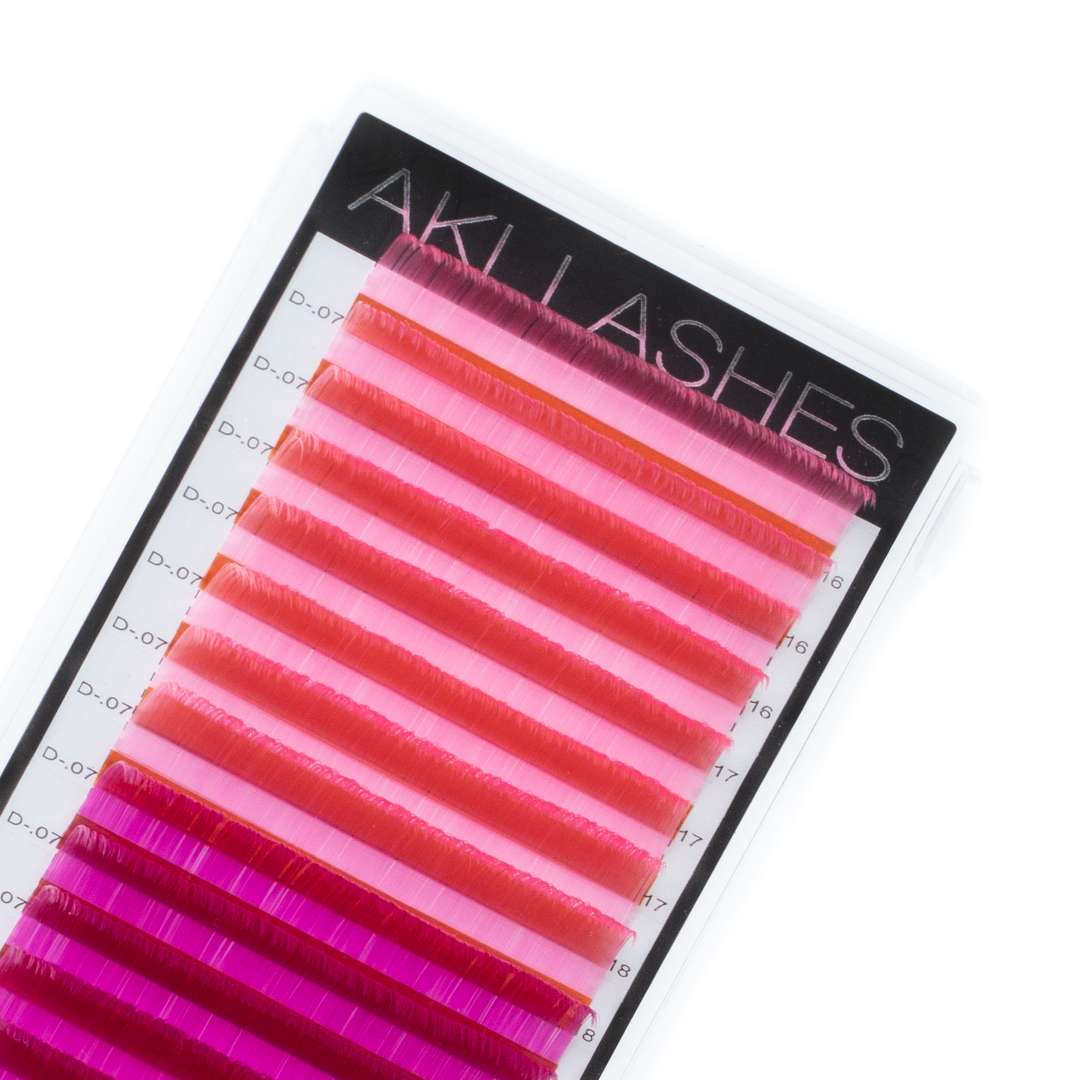 Bubble Gum Pink and Light Purple Colored Lashes - Volume .07 Diameter Mixed