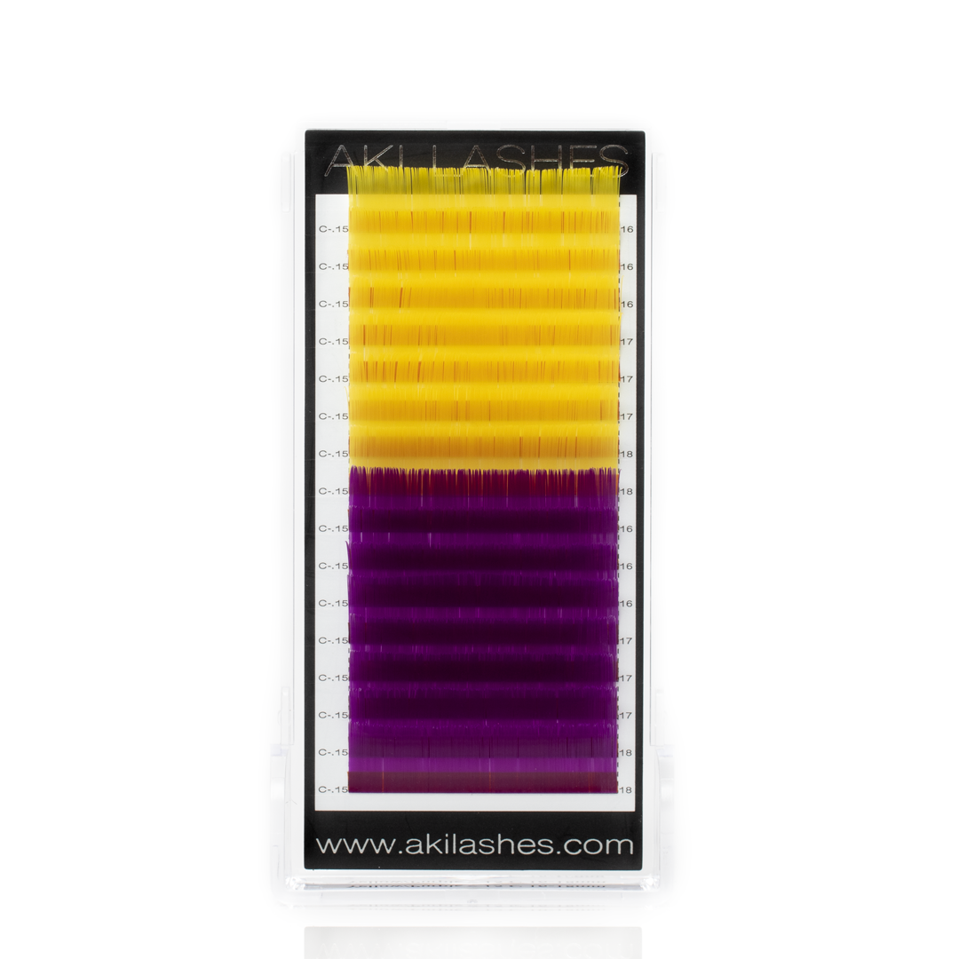 Purple and Yellow Colored Lashes - Classic 0.15 Diameter Mixed - Aki Lashes
