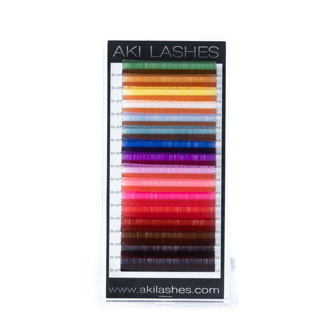 Rainbow Colored Lashes 0.07 Volume Single Length