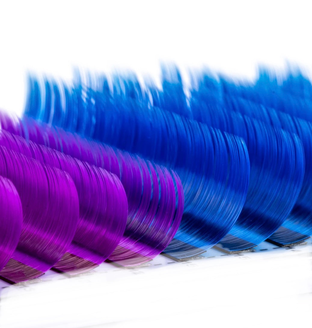 Blue and Purple Colored Lashes - Volume 0.07 Smart Russian - Aki Lashes