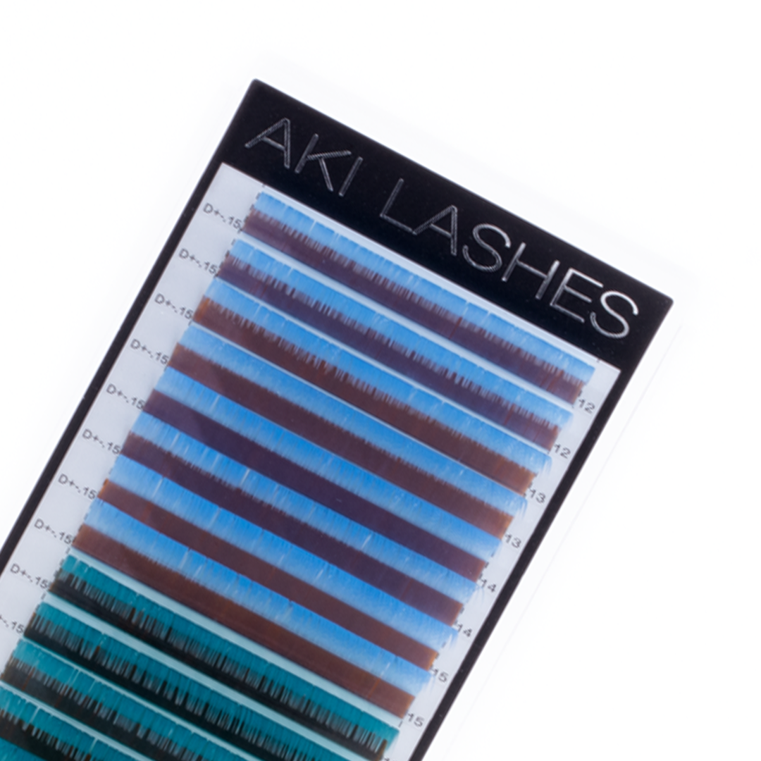 Sky Blue and Teal Colored Lashes - 0.07 Smart Russian Diameter Mixed