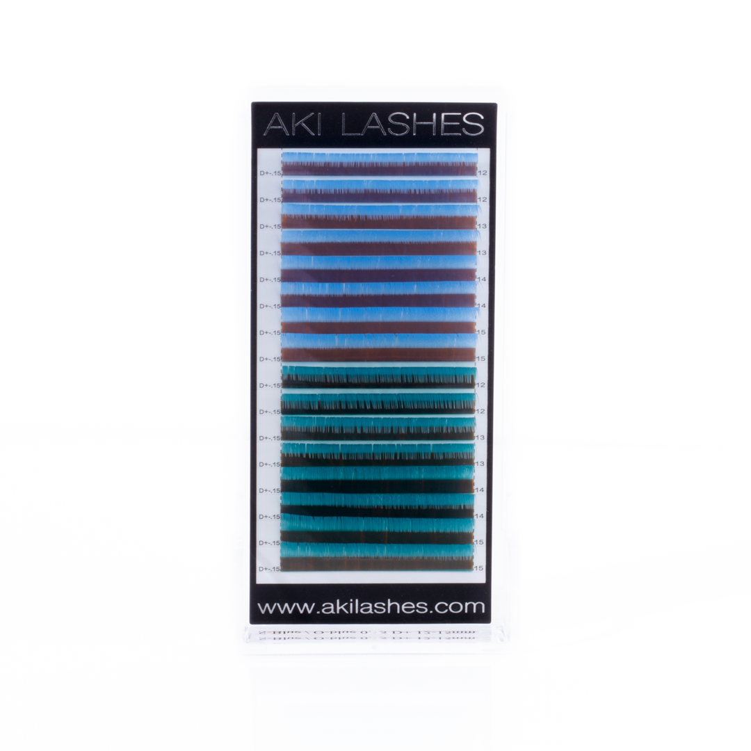 Sky Blue and Teal Colored Lashes - .07 Smart Russian Diameter Mixed