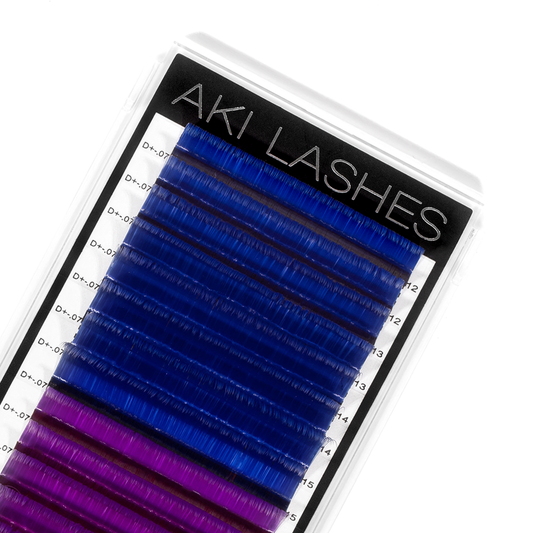 Blue and Purple Colored Lashes - Volume 0.07 Smart Russian - Aki Lashes