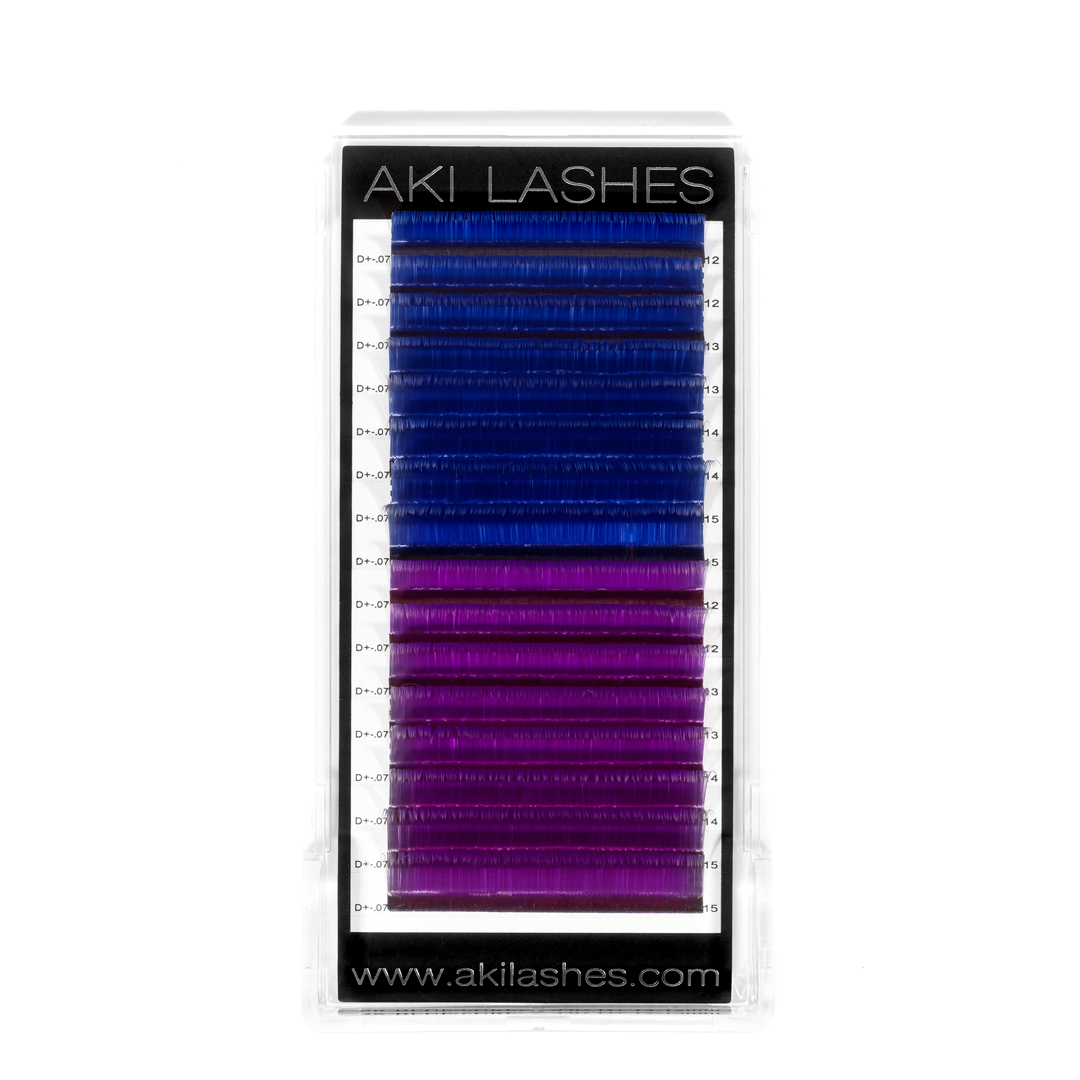 Blue and Purple Colored Lashes - Volume 0.07 Smart Russian - Aki Lashes