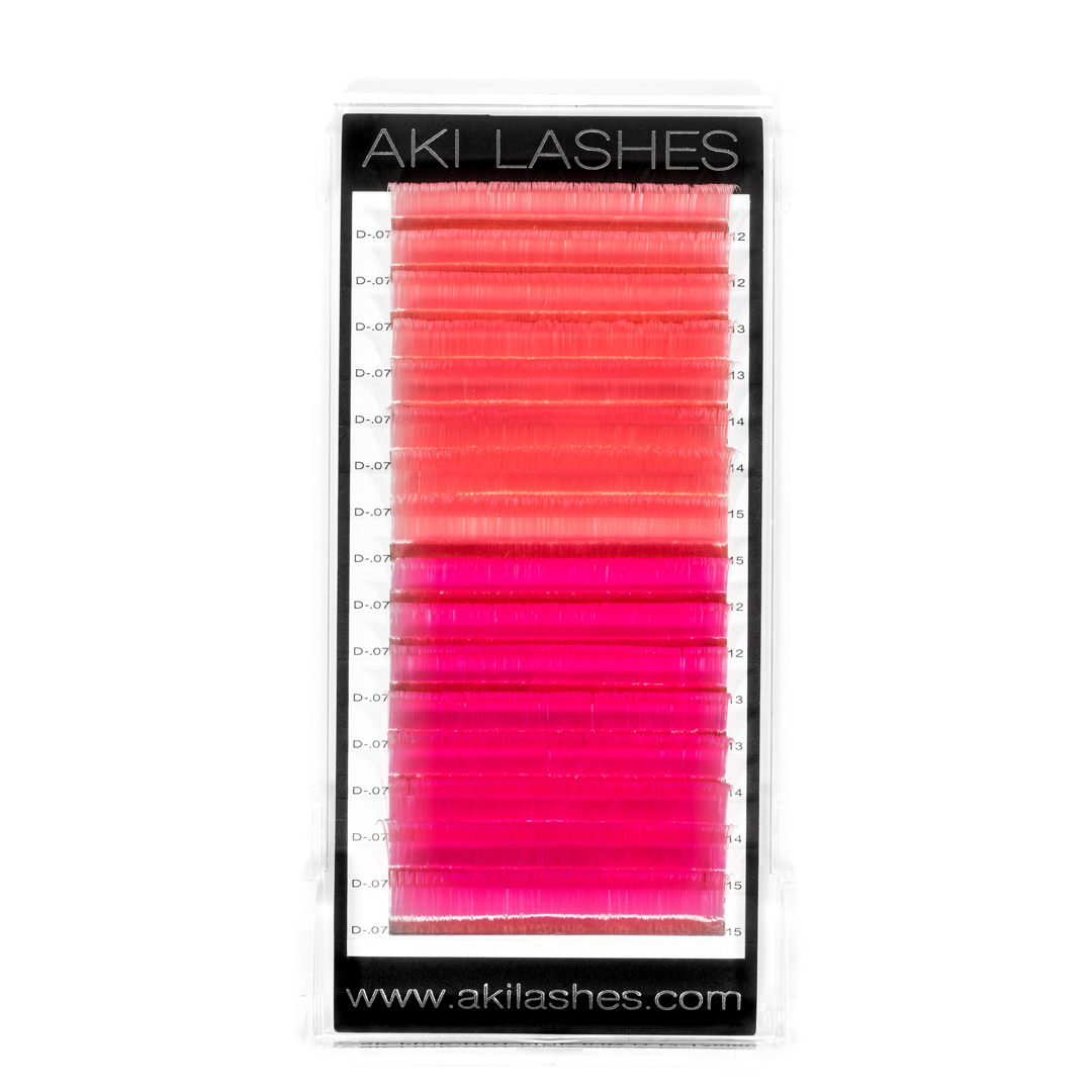 Pink and Hot Pink Colored Lashes - Volume 0.07 Smart Russian - Aki Lashes