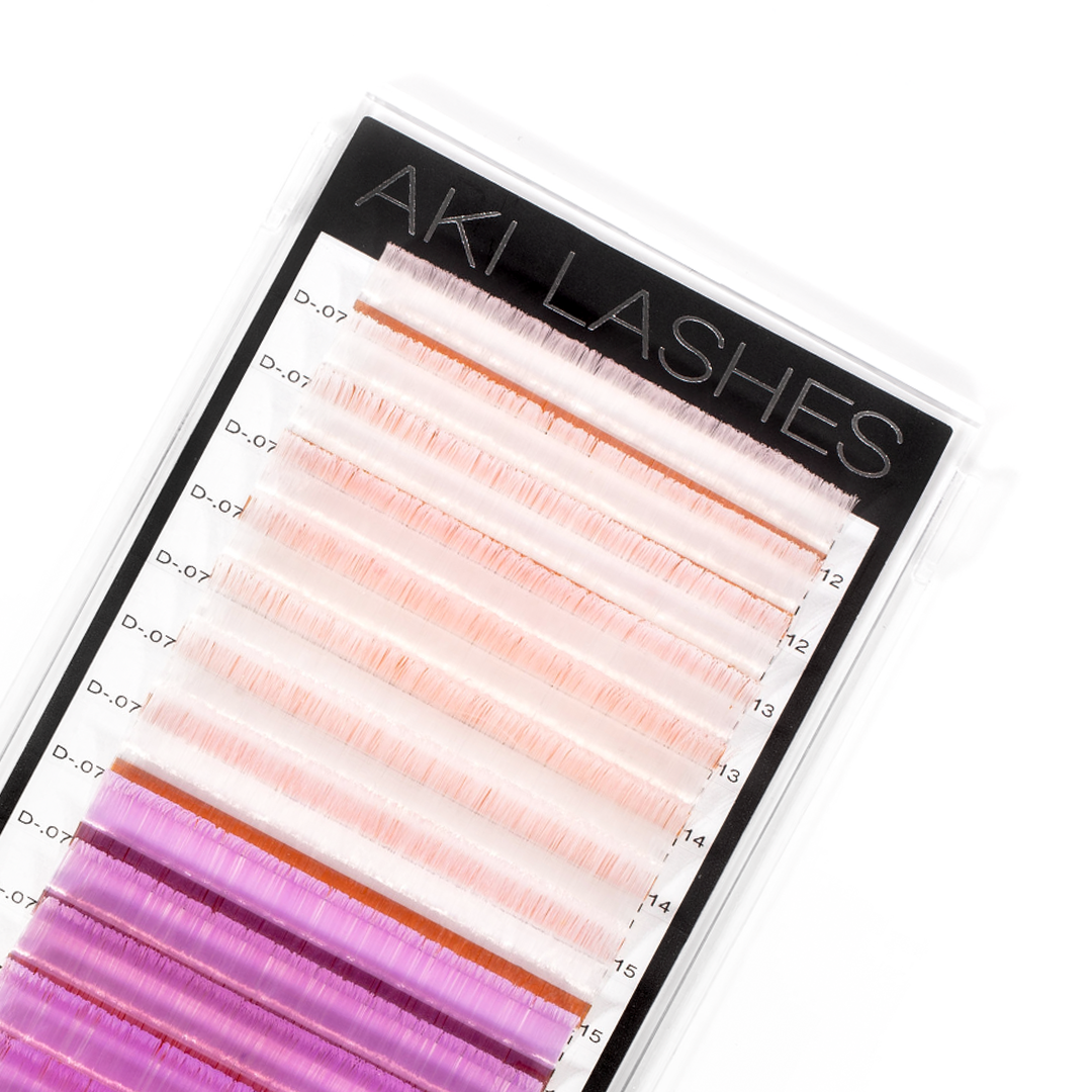 White and Lilac Colored Lashes - Volume 0.07 Diameter Mixed - Aki Lashes