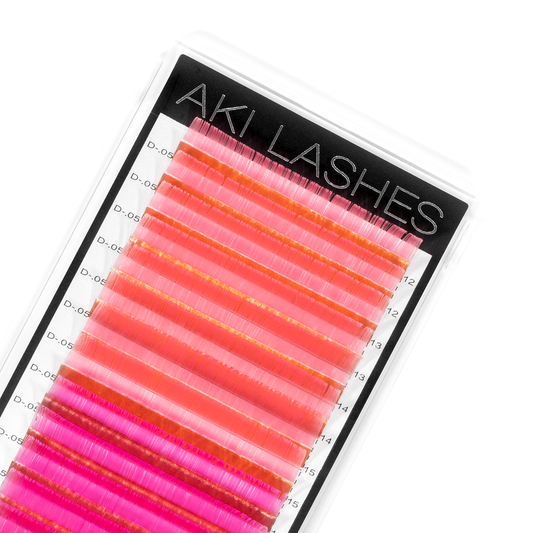 Pink and Hot Pink Colored Lashes - Volume 0.07 Diameter Mixed - Aki Lashes