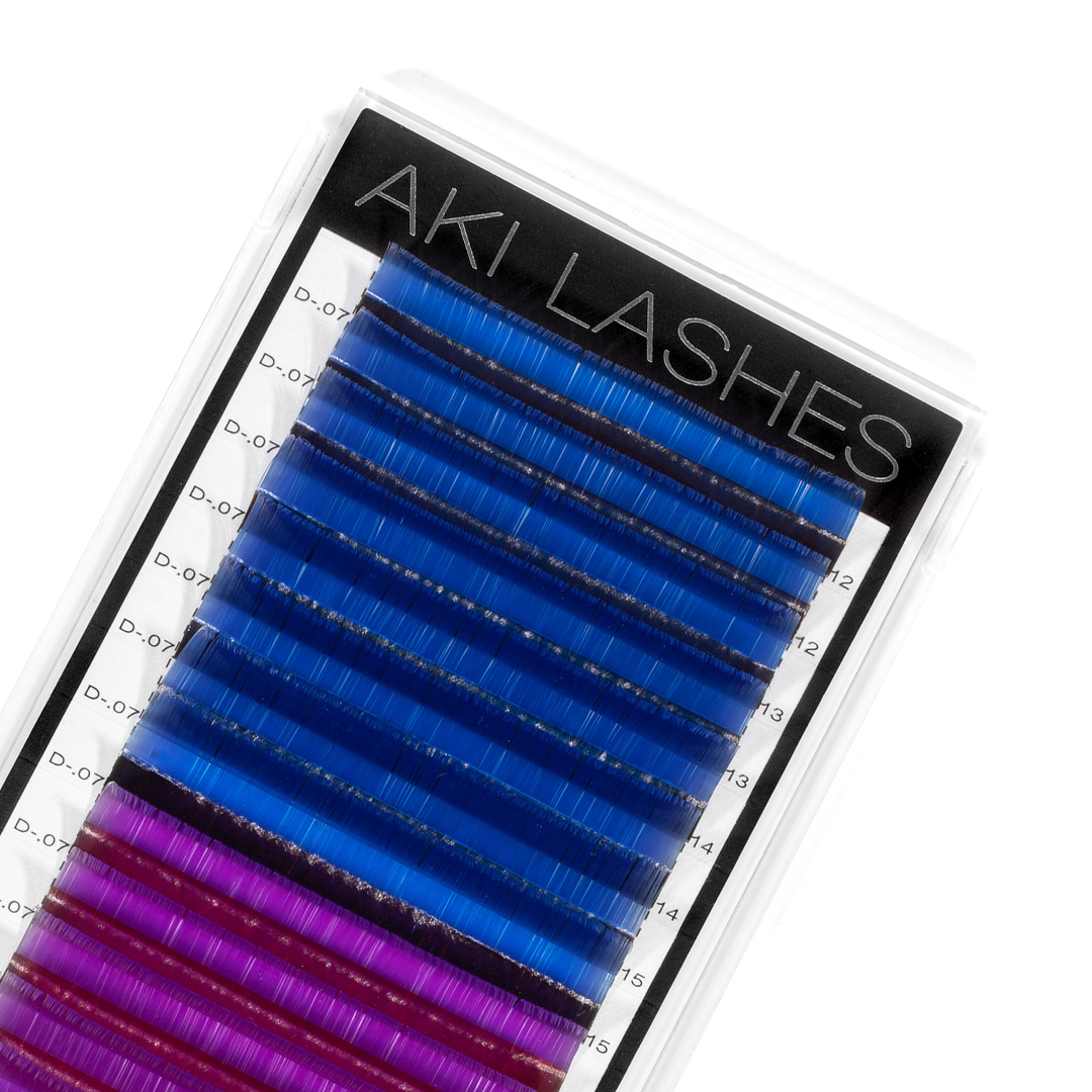 Blue and Purple Colored Lashes - Volume 0.07 Diameter Mixed - Aki Lashes