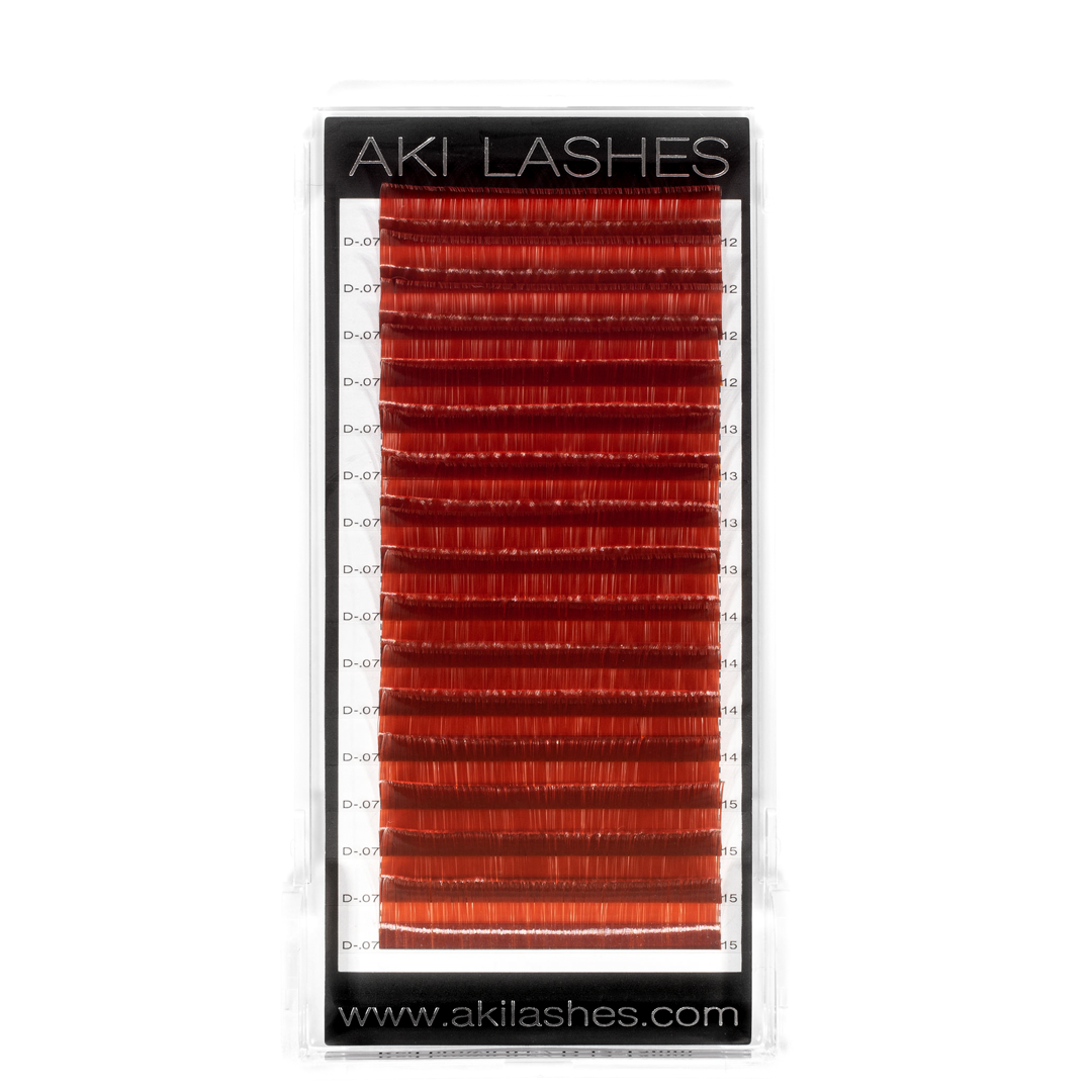 Burgundy Colored Lashes - Volume 0.07 Diameter Mixed - Aki Lashes
