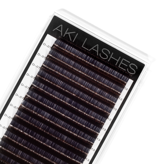 Two Toned Brown Colored Lashes - Volume 0.07 Diameter Mixed - Aki Lashes