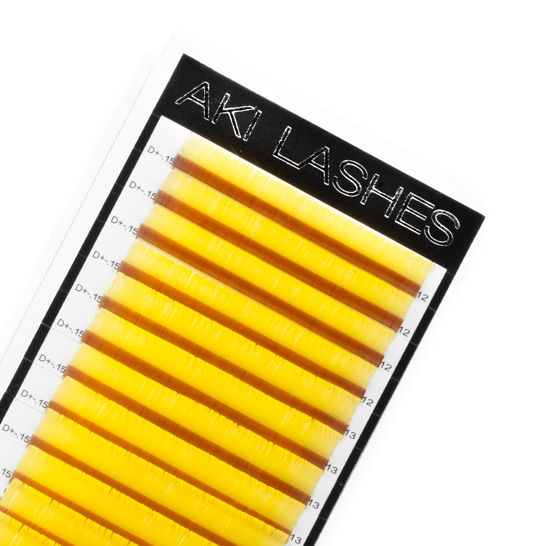 Yellow Colored Lashes - Volume 0.07 Diameter Mixed - Aki Lashes